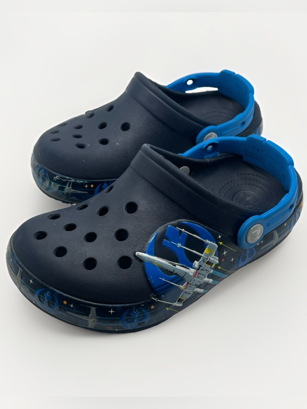 Star Wars Crocs Unisex Kids Blue Shoes Clogs Slingback Sandals Size J1